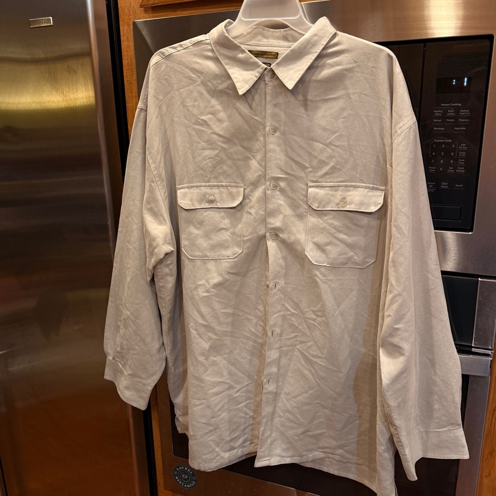 BRUNO SUEDED MICROFIBER LONG‎ SLEEVE BUTTON UP SHIRT 4XL TALL